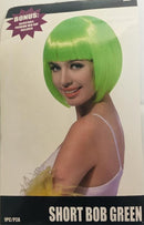 SHORT BOB HOT GREEN WIG BONUS WIG CAP
