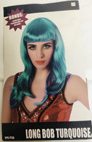 LONG BOB HOT TURQUOISE WIG BONUS WIG CAP
