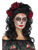 DELUXE DAY OF THE DEAD WIG WITH ROSES