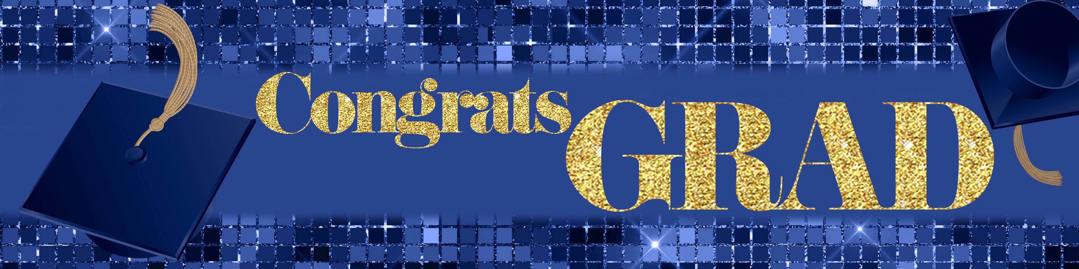 Congrats Grad Blue Graduation Banner